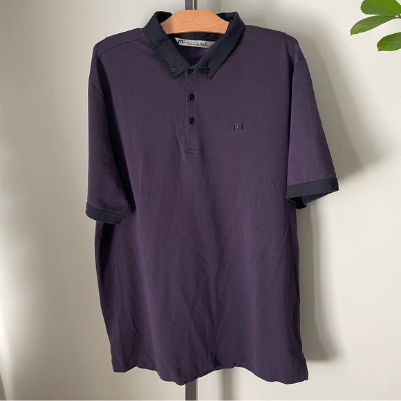Travis Mathew Golf Shirt Polo Short Sleeve Purple Black Mens Size XL - Picture 1 of 6